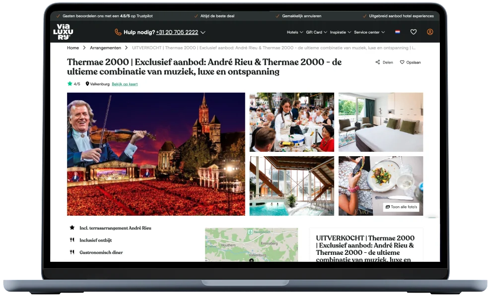 Het arrangement van André Rieu en Thermae 2000 op vialuxury.com