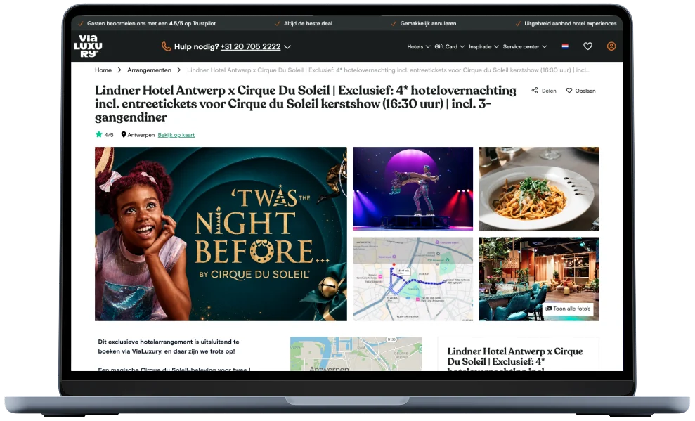 Het arrangement van Cirque du Soleil en Lindner Hotel Antwerp op vialuxury.com